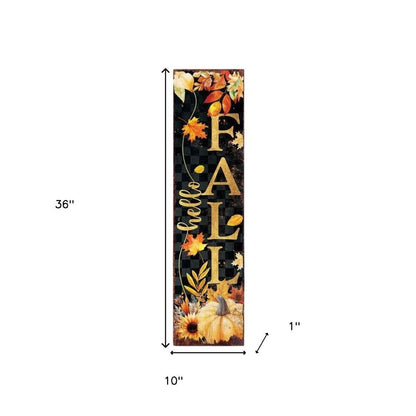 36" Black Gold And Orange Halloween Skeleton Solid Wood Porch Sign HomeRoots