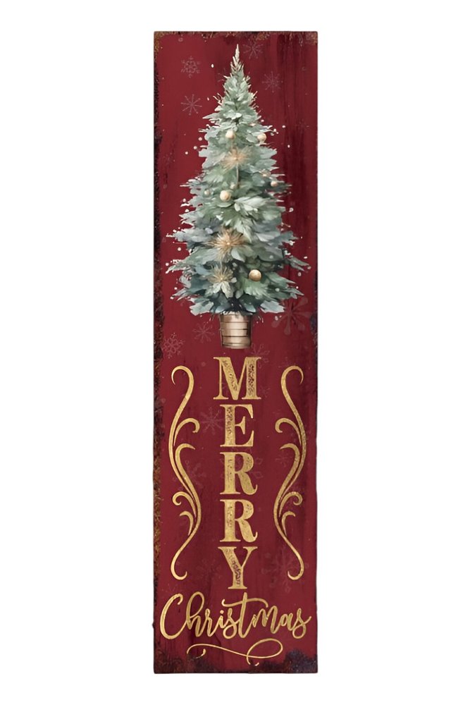 36" Green And Red Solid Wood Merry Christmas Porch Sign HomeRoots