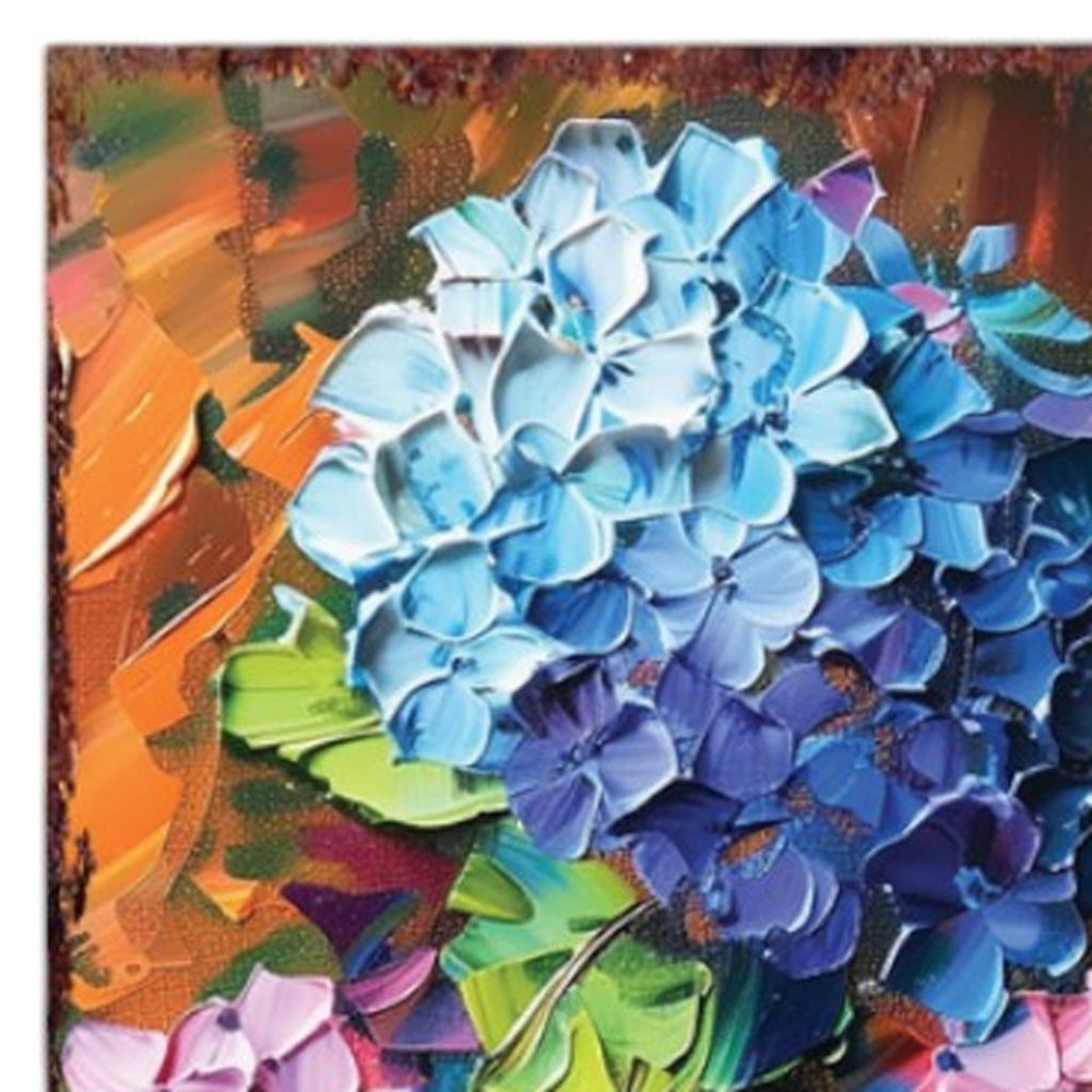 36" Black Blue Purple Pink Orange And Green Solid Wood Hydrangeas Porch Sign HomeRoots