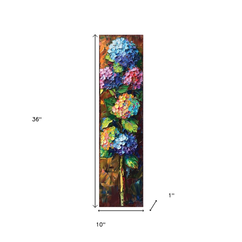36" Black Blue Purple Pink Orange And Green Solid Wood Hydrangeas Porch Sign HomeRoots