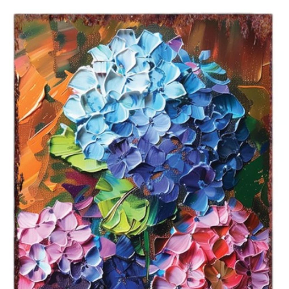 36" Black Blue Purple Pink Orange And Green Solid Wood Hydrangeas Porch Sign HomeRoots