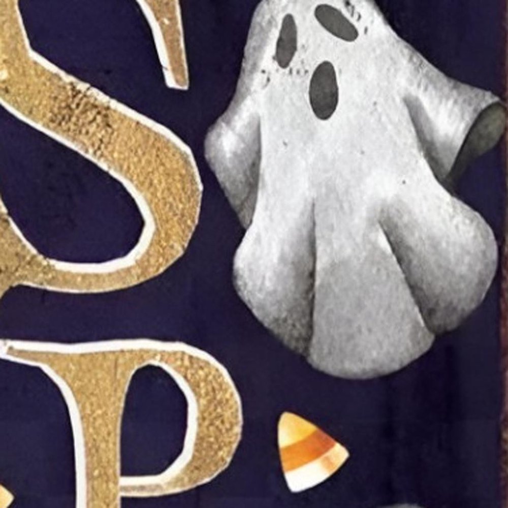 36" Black Gold And Orange Spooky Halloween Ghost Solid Wood Porch Sign HomeRoots