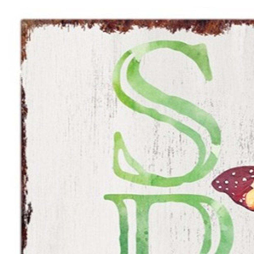 36" Green And White Spring Solid Wood Porch Sign HomeRoots