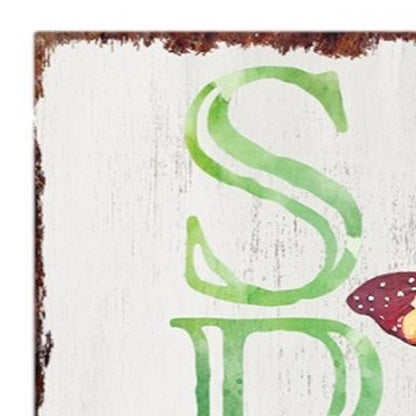 36" Green And White Spring Solid Wood Porch Sign HomeRoots