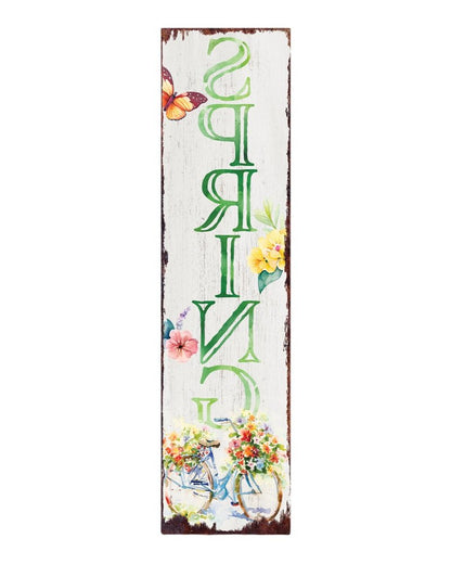 36" Green And White Spring Solid Wood Porch Sign HomeRoots