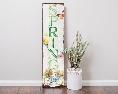 36" Green And White Spring Solid Wood Porch Sign HomeRoots