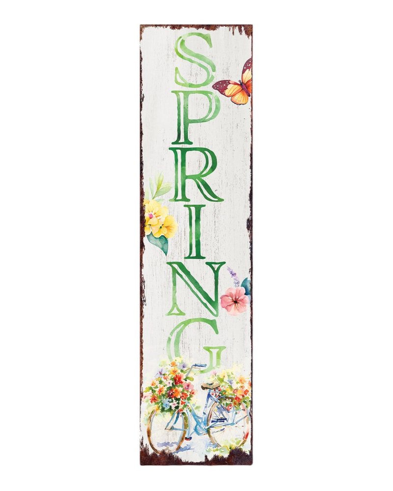 36" Green And White Spring Solid Wood Porch Sign HomeRoots