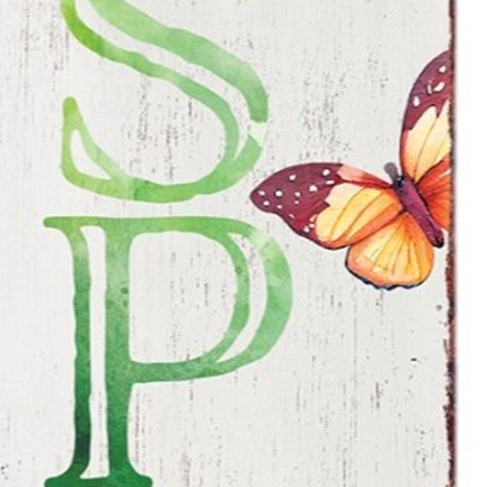 36" Green And White Spring Solid Wood Porch Sign HomeRoots