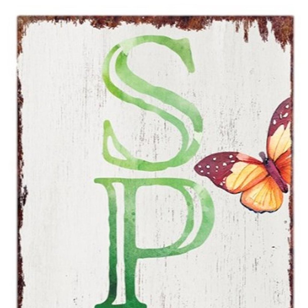 36" Green And White Spring Solid Wood Porch Sign HomeRoots