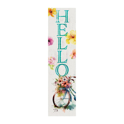 36" White And Turquoise Hello Solid Wood Porch Sign HomeRoots