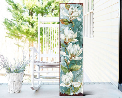36" Blue Green And White Floral Bouquet Solid Wood Porch Sign HomeRoots