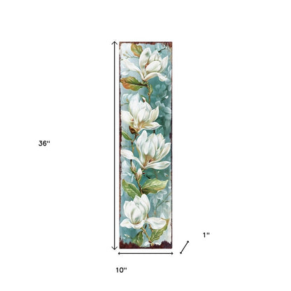 36" Blue Green And White Floral Bouquet Solid Wood Porch Sign HomeRoots