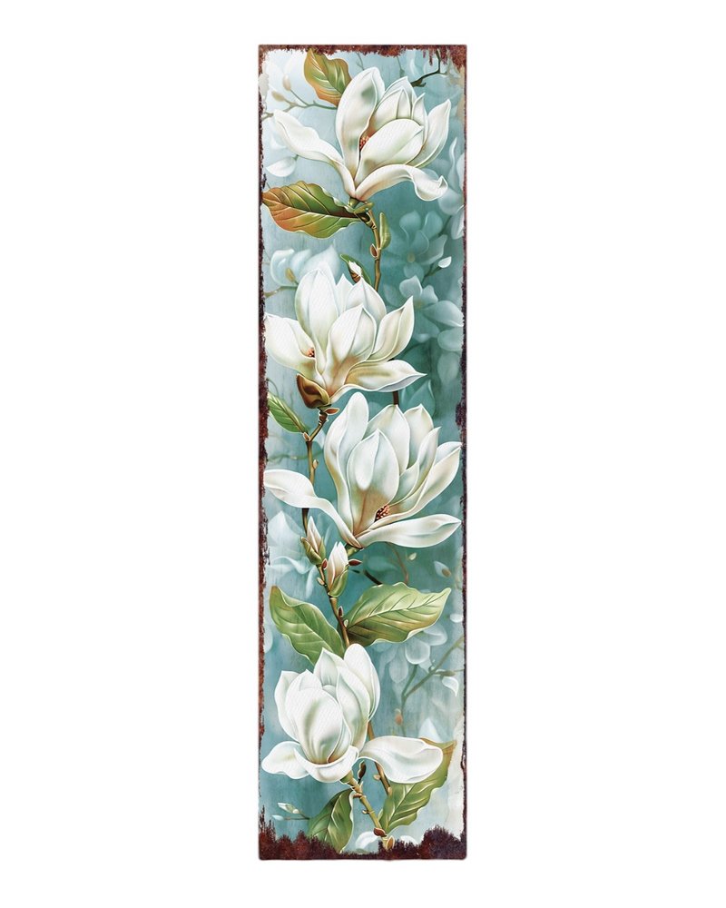 36" Blue Green And White Floral Bouquet Solid Wood Porch Sign HomeRoots