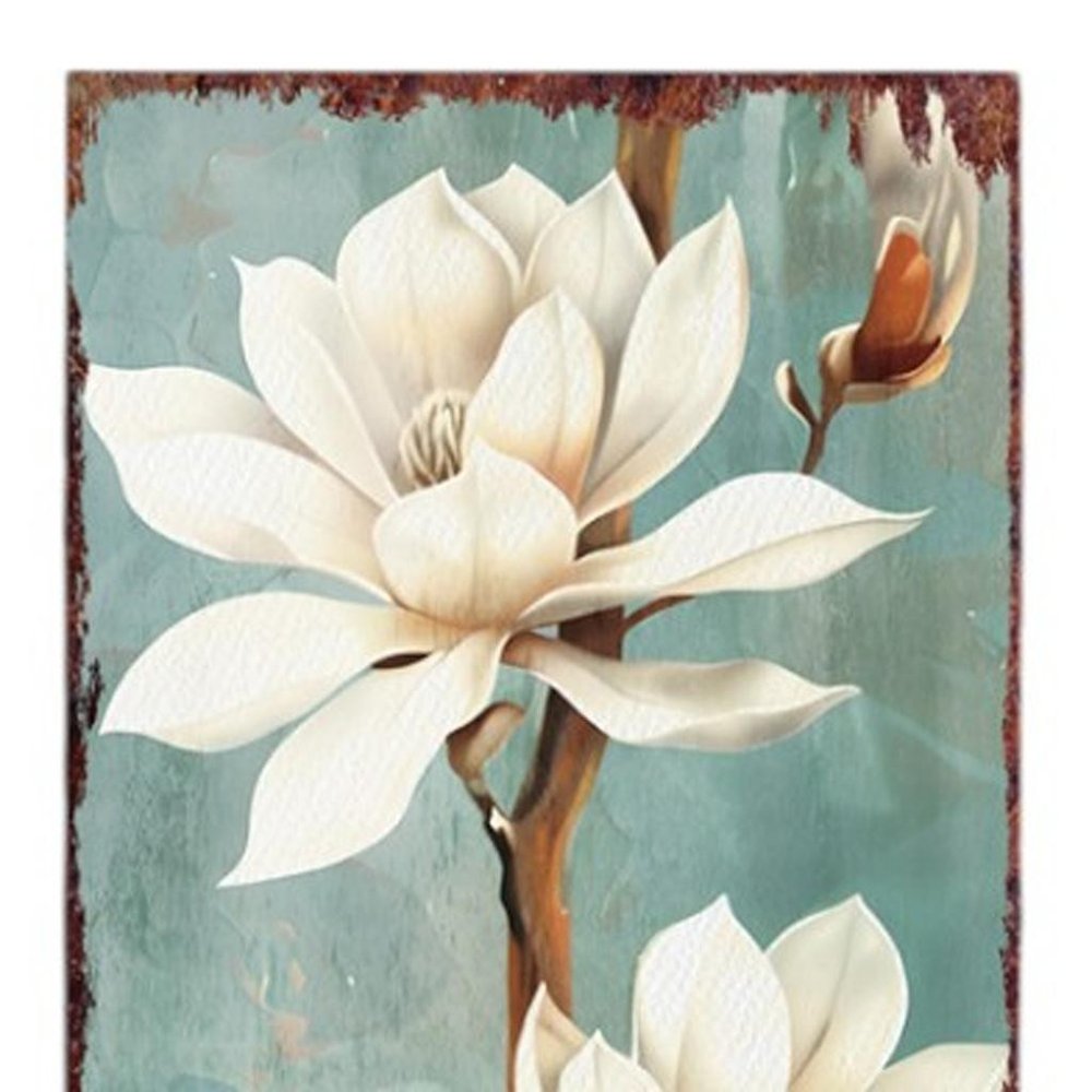 36" Blue White Green And Brown Solid Wood Magnolia Porch Sign HomeRoots