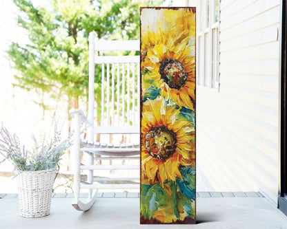 36"  Yellow Brown And Green Sunflowers Solid Wood Porch Sign HomeRoots