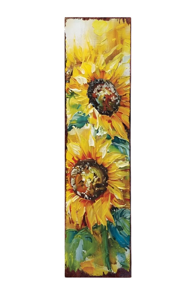 36"  Yellow Brown And Green Sunflowers Solid Wood Porch Sign HomeRoots