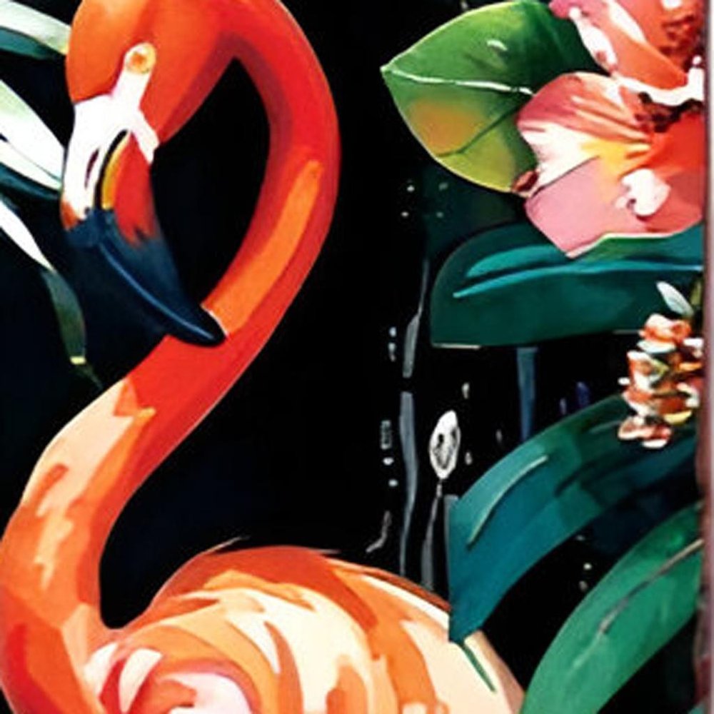 36" Black And Coral Solid Wood Flamingo Porch Sign HomeRoots