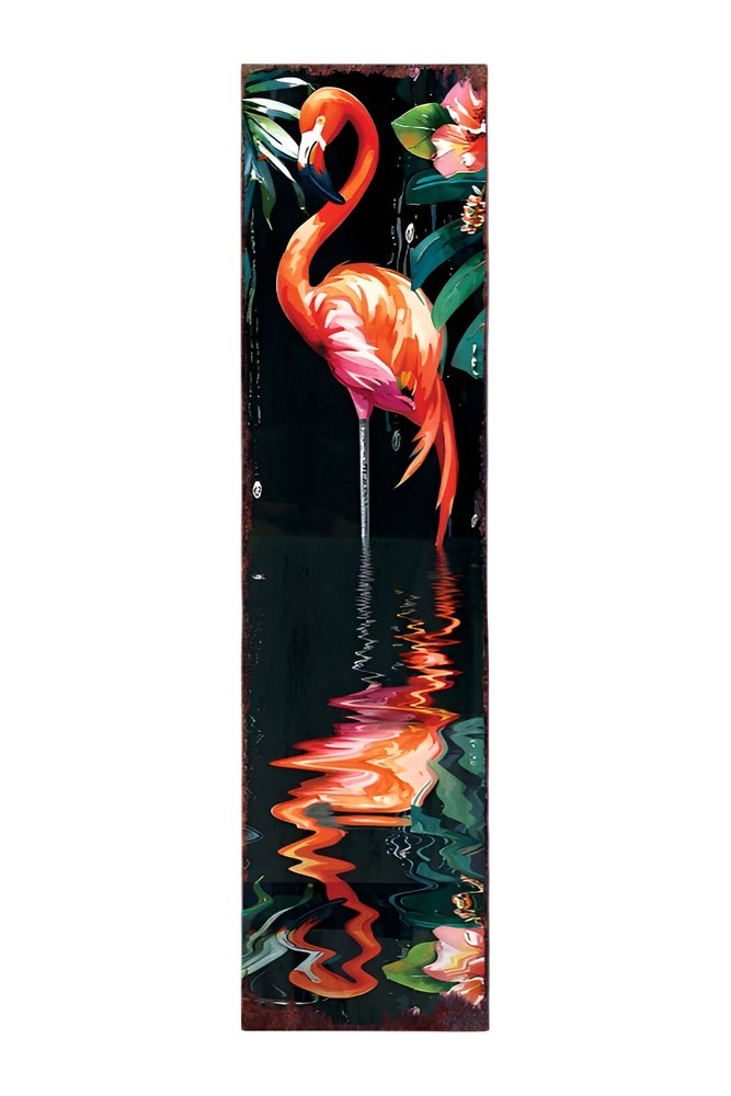 36" Black And Coral Solid Wood Flamingo Porch Sign HomeRoots