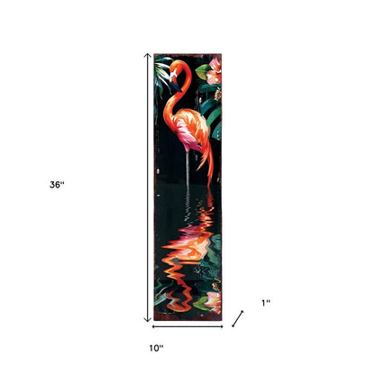 36" Black And Coral Solid Wood Flamingo Porch Sign HomeRoots