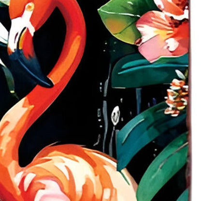 36" Black And Coral Solid Wood Flamingo Porch Sign HomeRoots