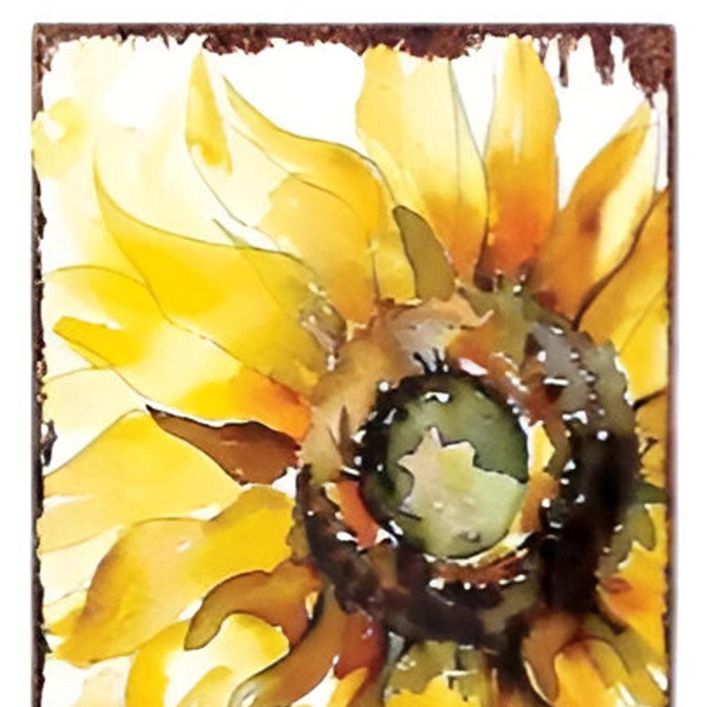36" Brown Green And Yellow Sunflowers Solid Wood Porch Sign HomeRoots