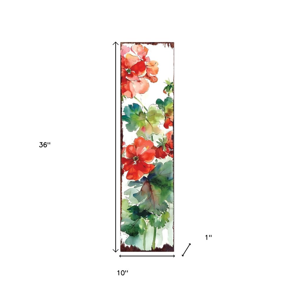 36" White Red And Green Floral Bouquet Solid Wood Porch Sign HomeRoots