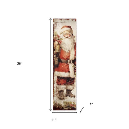 36" White Red And Brown Solid Wood Christmas Santa Porch Sign HomeRoots