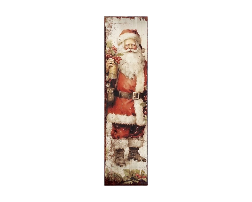 36" White Red And Brown Solid Wood Christmas Santa Porch Sign HomeRoots