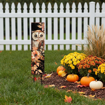 42" Black Orange And Tan Solid Wood Happy Halloween And Fall Owl Reversible Garden Stake HomeRoots