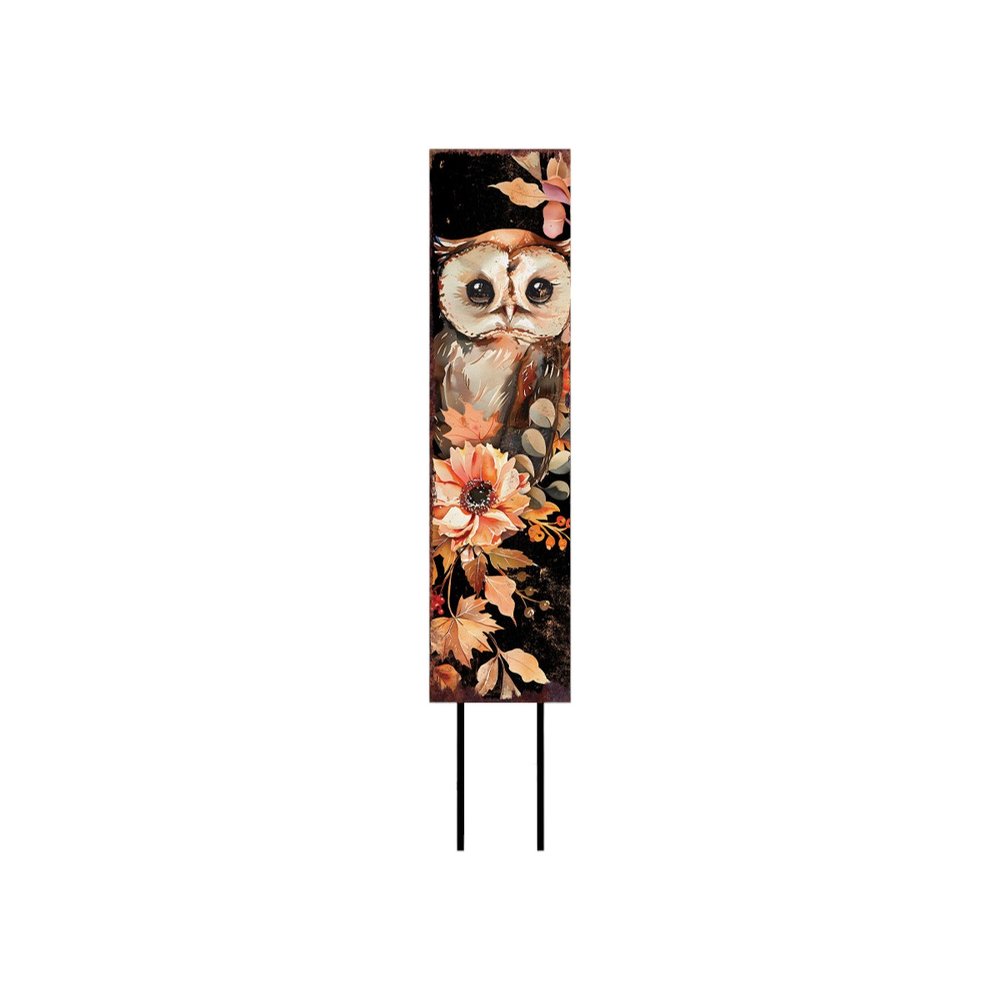 42" Black Orange And Tan Solid Wood Happy Halloween And Fall Owl Reversible Garden Stake HomeRoots