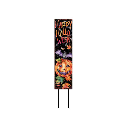 42" Black Orange And Tan Solid Wood Happy Halloween And Fall Owl Reversible Garden Stake HomeRoots
