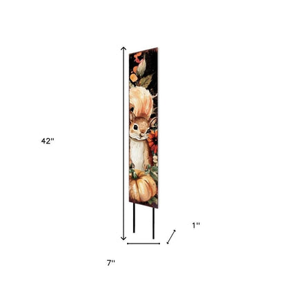 42" Black Tan And Orange Solid Wood Squirrels Garden Stake HomeRoots