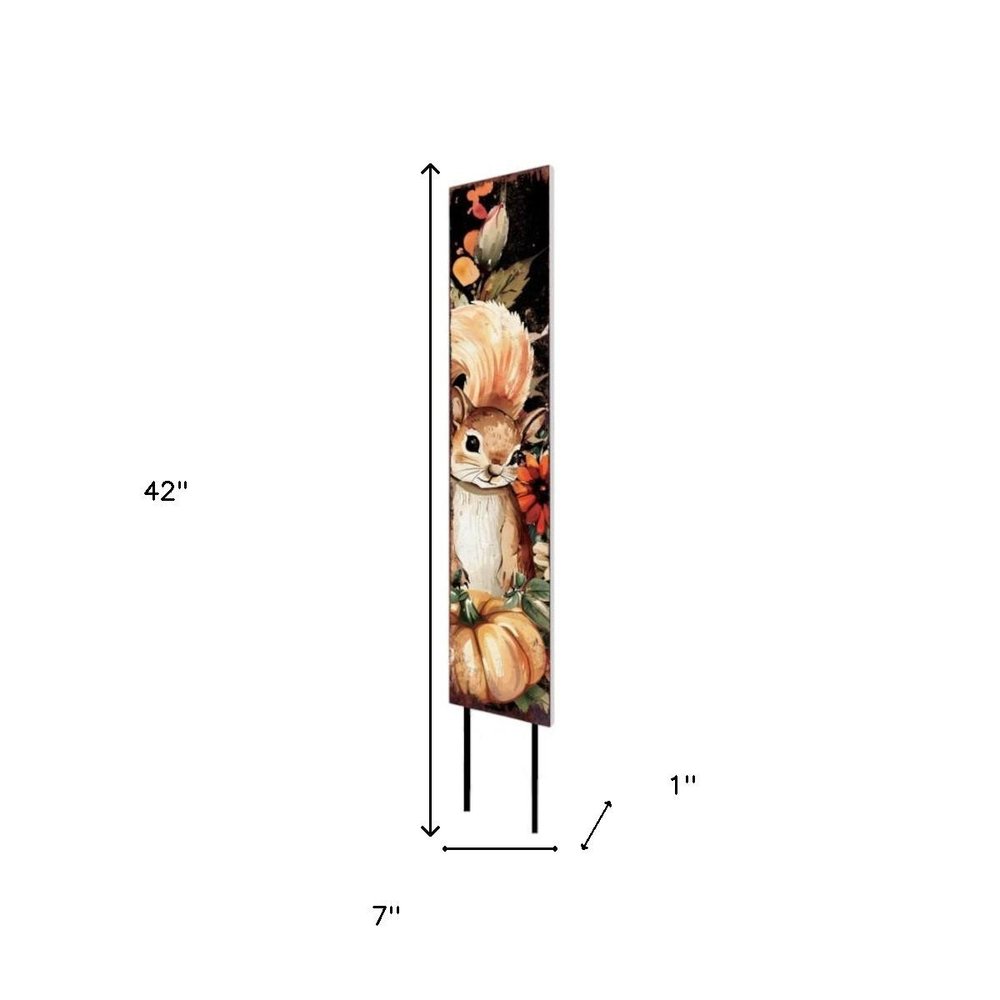 42" Black Tan And Orange Solid Wood Squirrels Garden Stake HomeRoots