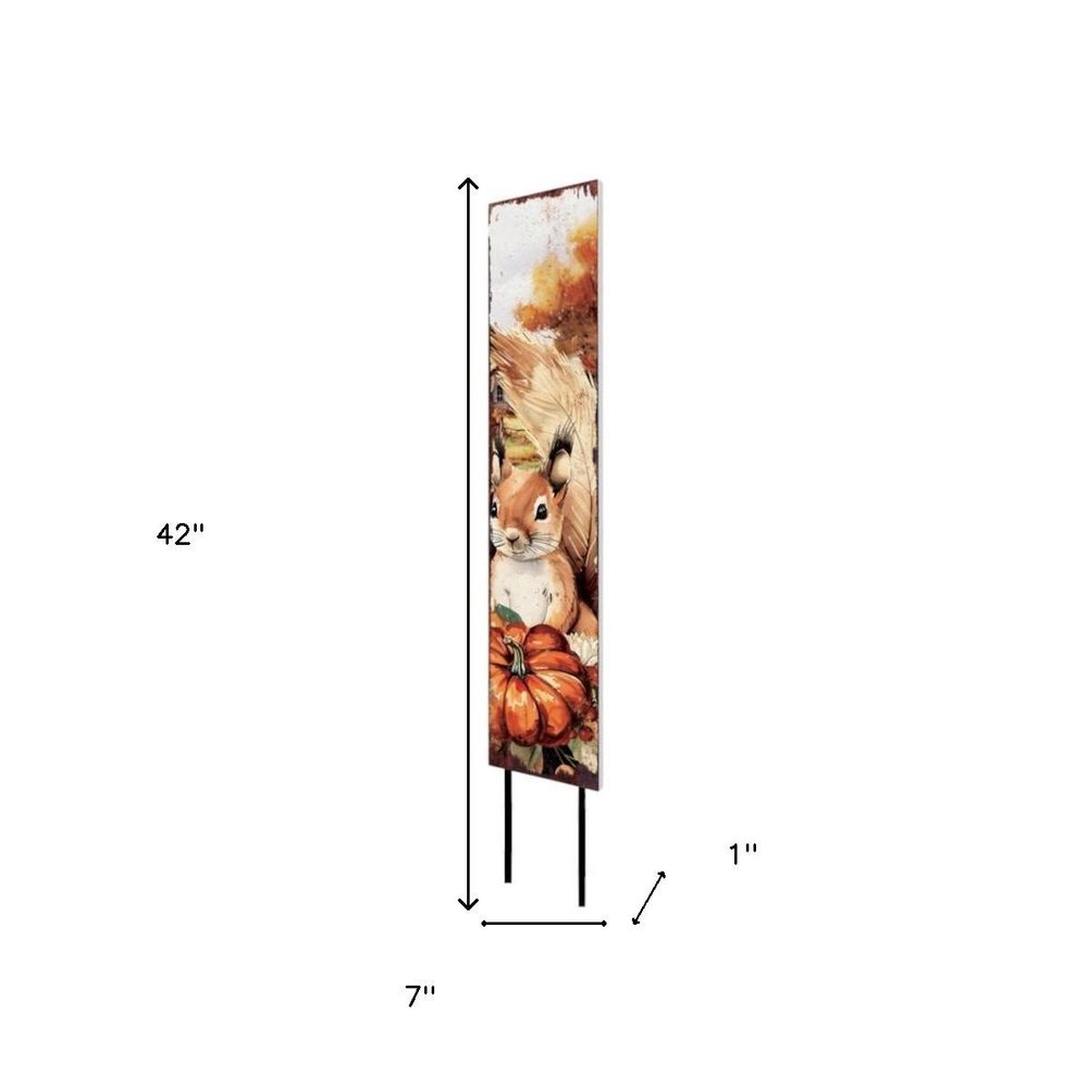 42" White And Brown Solid Wood Squirrels Garden Stake HomeRoots