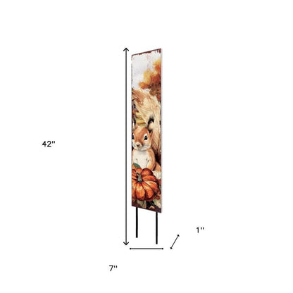 42" White And Brown Solid Wood Squirrels Garden Stake HomeRoots