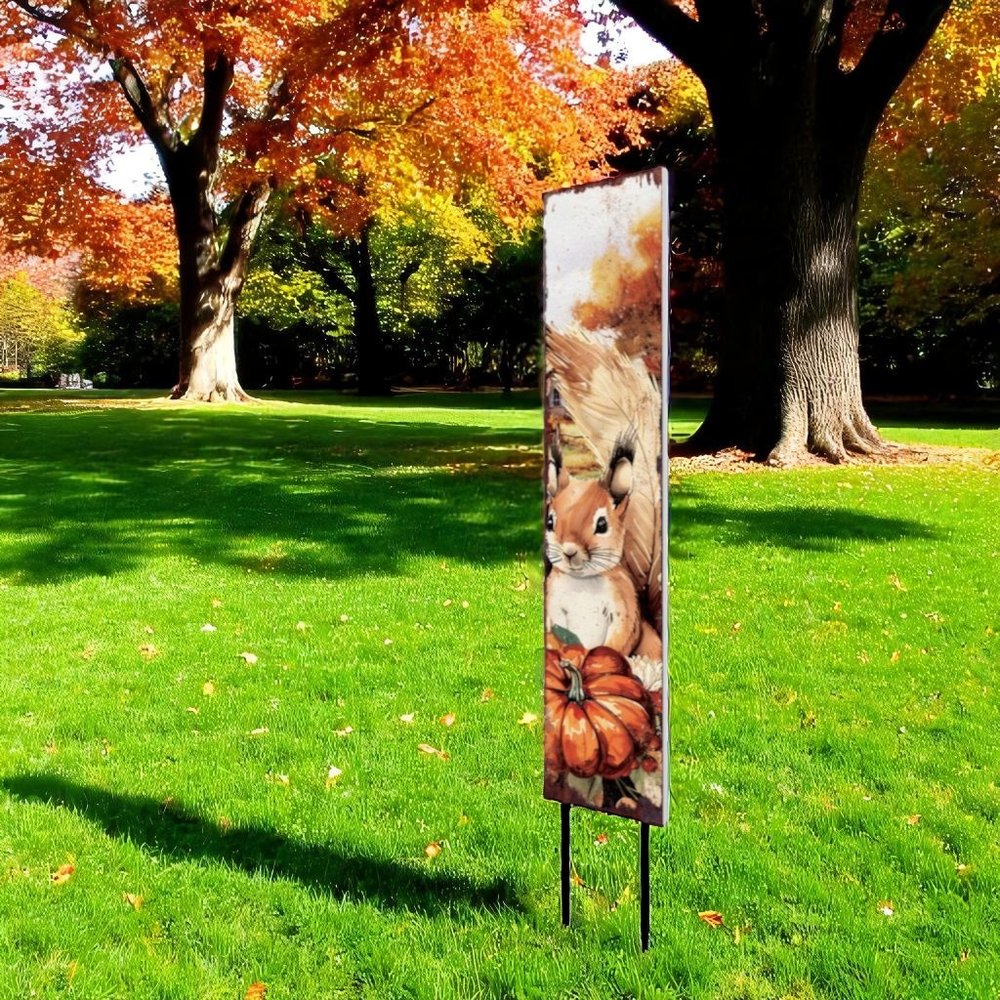 42" White And Brown Solid Wood Squirrels Garden Stake HomeRoots