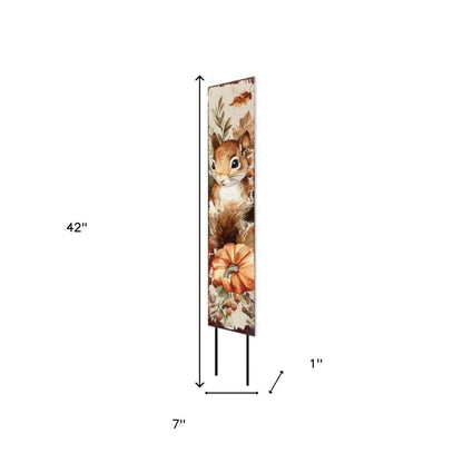 42" Tan Orange And Off White Solid Wood Squirrels Garden Stake HomeRoots