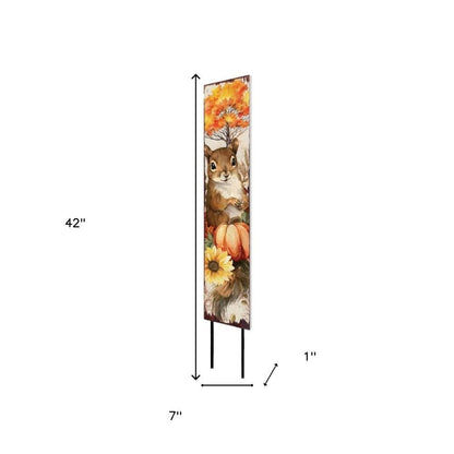 42" Brown And Orange Solid Wood Autumn Squirrel Garden Stake HomeRoots
