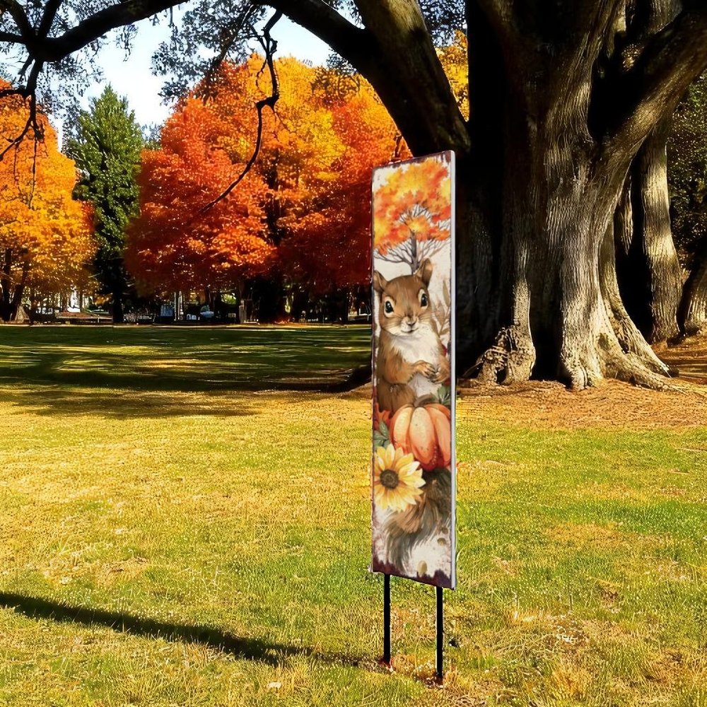 42" Brown And Orange Solid Wood Autumn Squirrel Garden Stake HomeRoots