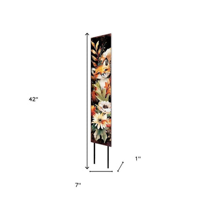 42" Black Tan Off White And Orange Floral Bouquet Solid Wood Fox Garden Stake HomeRoots