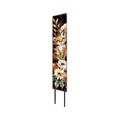 42" Black Tan Off White And Orange Floral Bouquet Solid Wood Fox Garden Stake HomeRoots