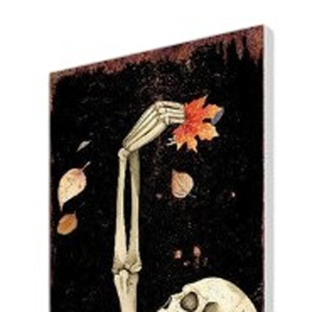 42" Black And White Solid Wood Halloween Skeleton Garden Stake HomeRoots