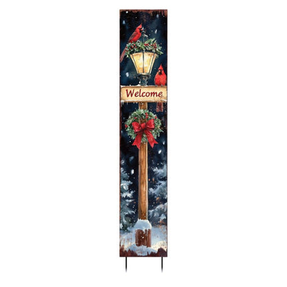 42" Black Brown Red And Green Welcome Christmas Solid Wood Birds Garden Stake HomeRoots