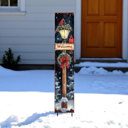 42" Black Brown Red And Green Welcome Christmas Solid Wood Birds Garden Stake HomeRoots