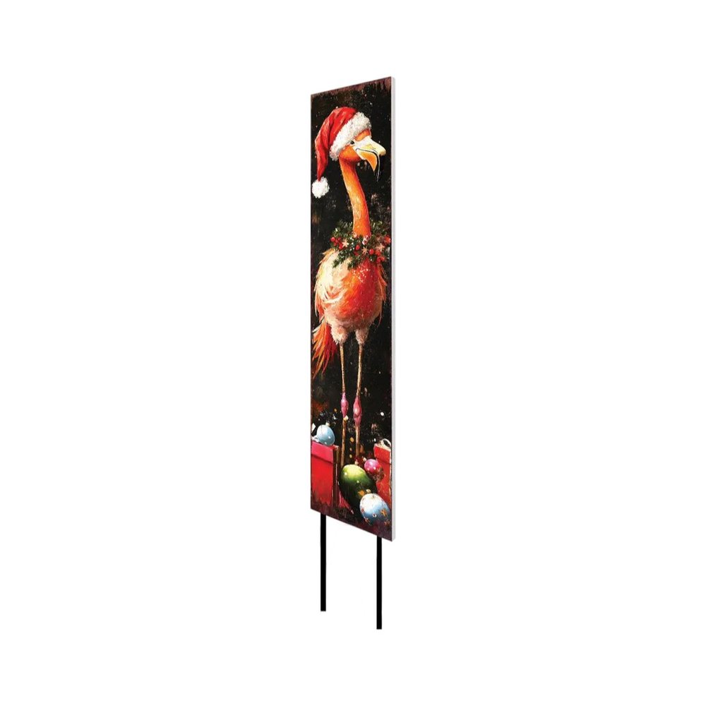 42" Black And Coral Solid Wood Christmas Flamingo Garden Stake HomeRoots