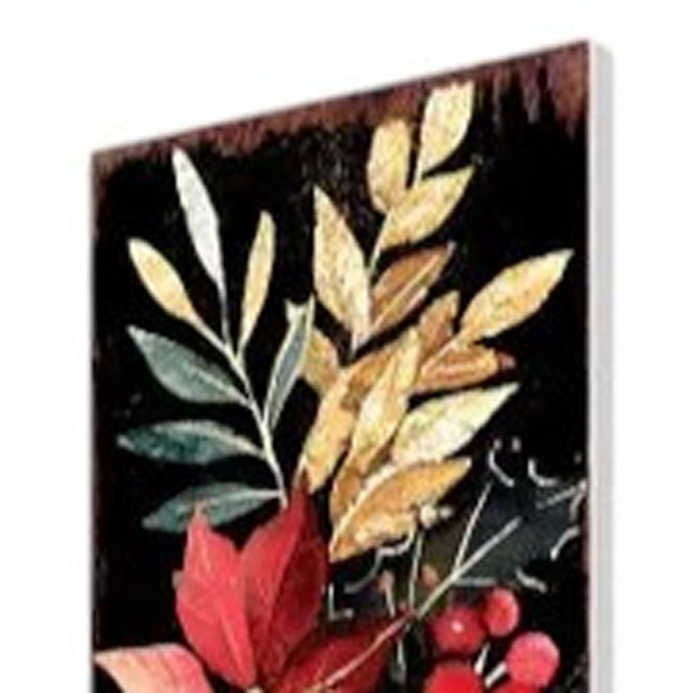 42" Black And Red Solid Wood Christmas Poinsettia Garden Stake HomeRoots