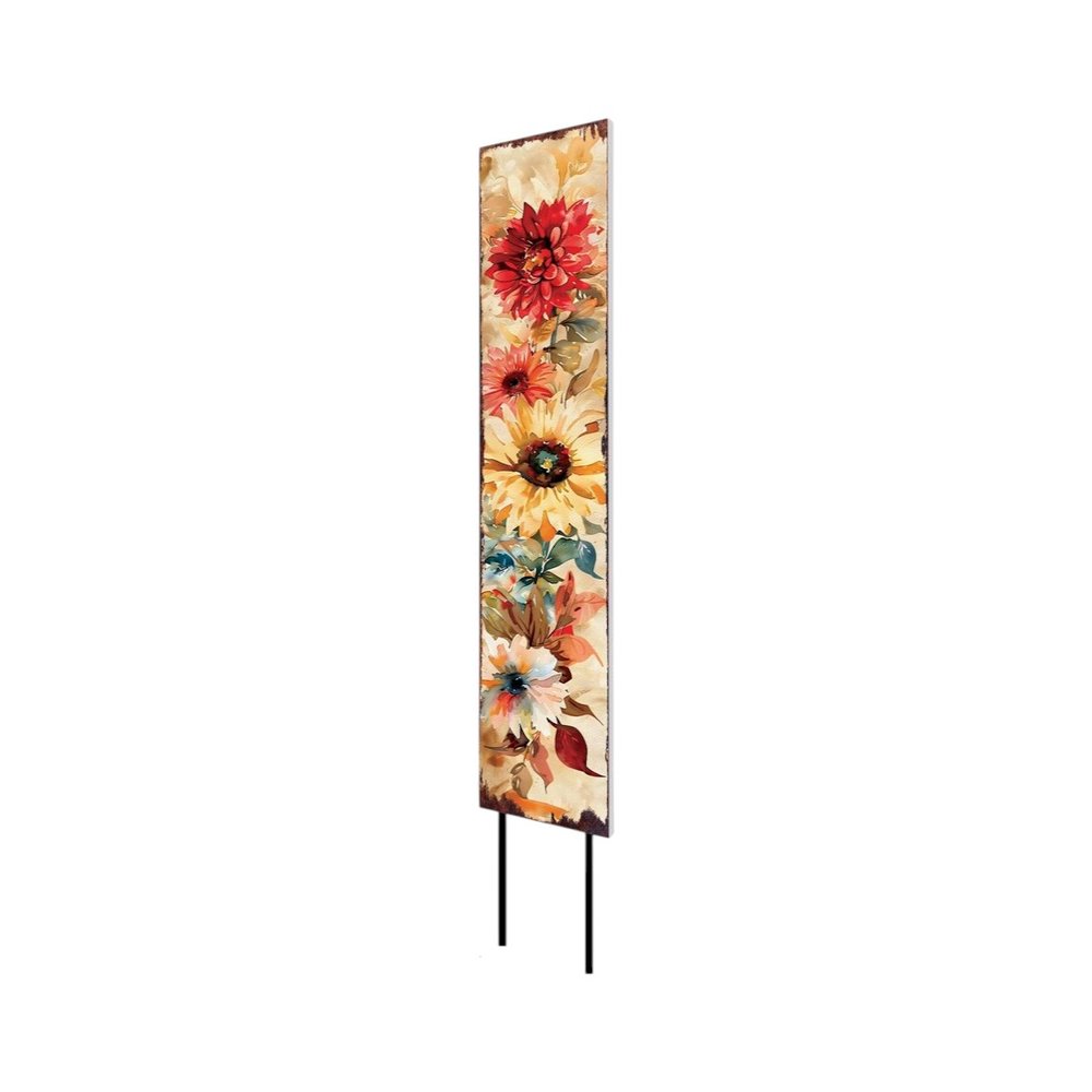 42" Off White Red Orange And Yellow Solid Wood Floral Bouquet Garden Stake HomeRoots