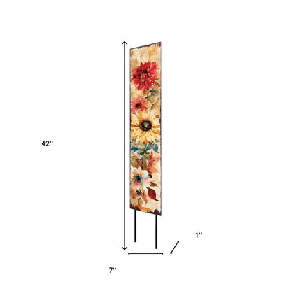42" Off White Red Orange And Yellow Solid Wood Floral Bouquet Garden Stake HomeRoots