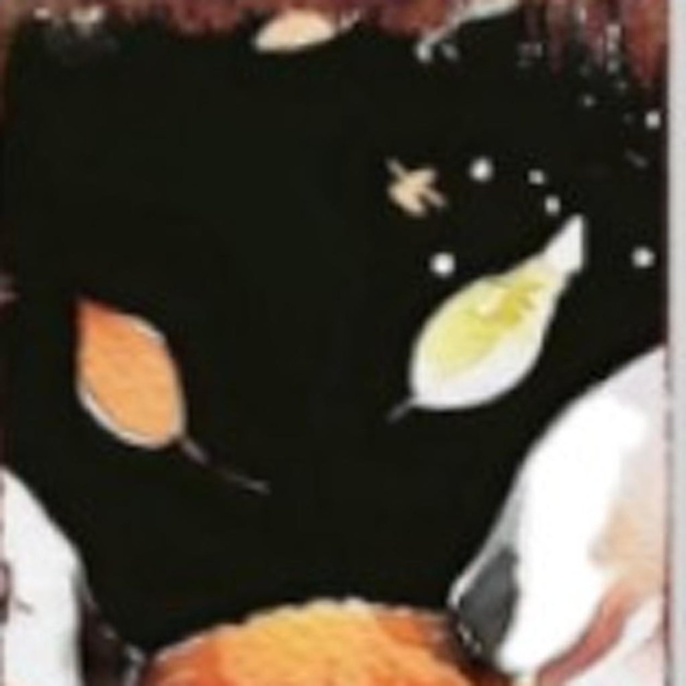 7" White Brown And Black Solid Wood Watercolor Floral Garden Stake HomeRoots