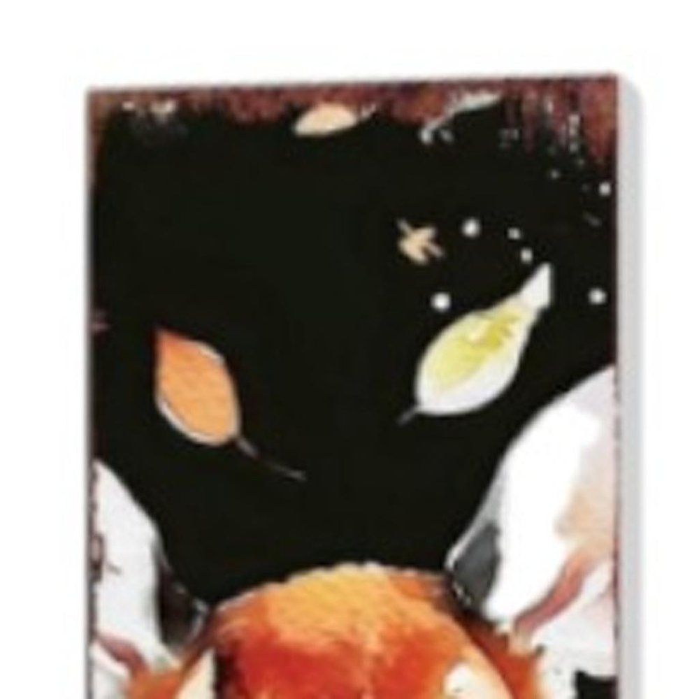 7" White Brown And Black Solid Wood Watercolor Floral Garden Stake HomeRoots